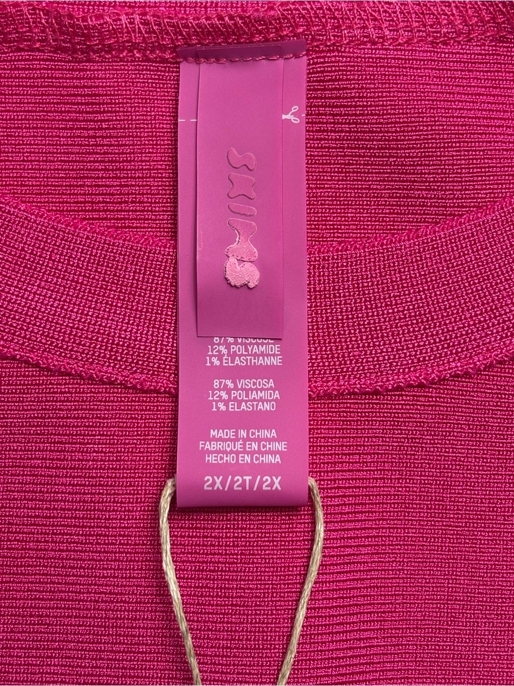 NWT SKIMS Knit Swim High Neck Crop Top Magenta Pink 2X - Picture 5 of 10